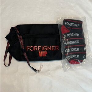Foreigner VIP Tour Cosmetic Black Bag w a pair of socks and key holder. $25-